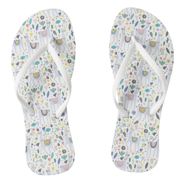 Doodle Alpaca Pattern Thongs (Footbed)