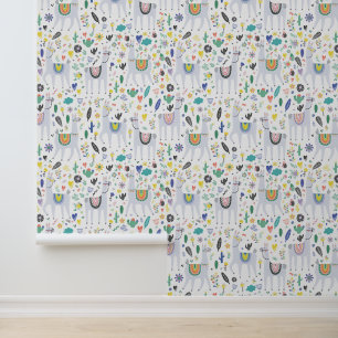 Doodle Alpaca Pattern Wallpaper
