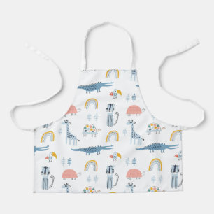 Doodle Animal Fun Pattern Apron