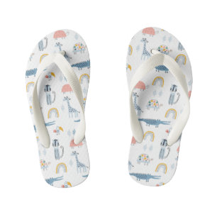 Doodle Animal Fun Pattern Kid's Thongs