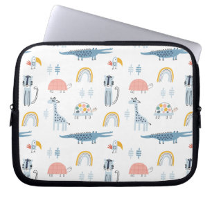 Doodle Animal Fun Pattern Laptop Sleeve