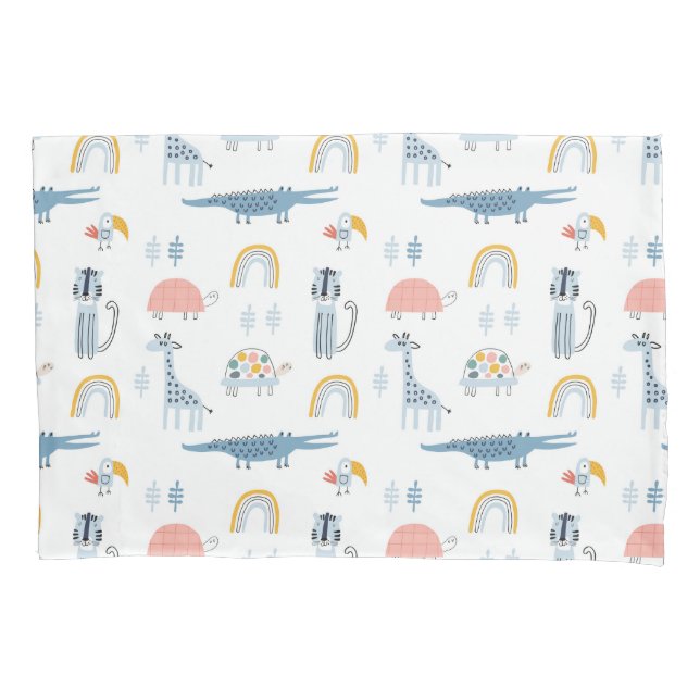 Doodle Animal Fun Pattern Pillowcase (Front)