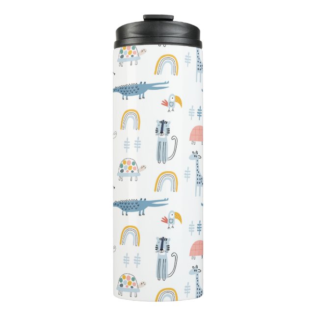 Doodle Animal Fun Pattern Thermal Tumbler (Front)