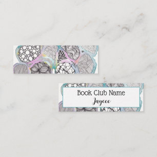 Doodle art and watercolour, book club calling card
