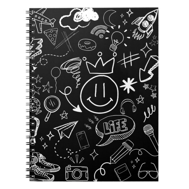 Doodle Art Black & White Notebook (Front)