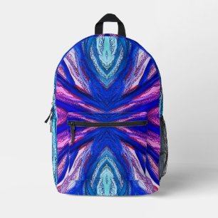 Doodle art blues and purple printed backpack