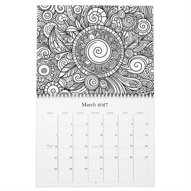 Doodle Art Colouring Flowers  Pages Calendar (Mar 2027)