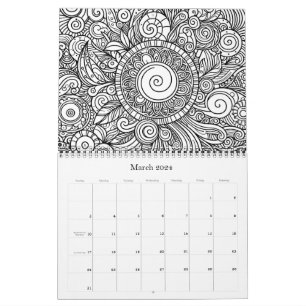 Doodle Art Colouring Flowers  Pages Calendar