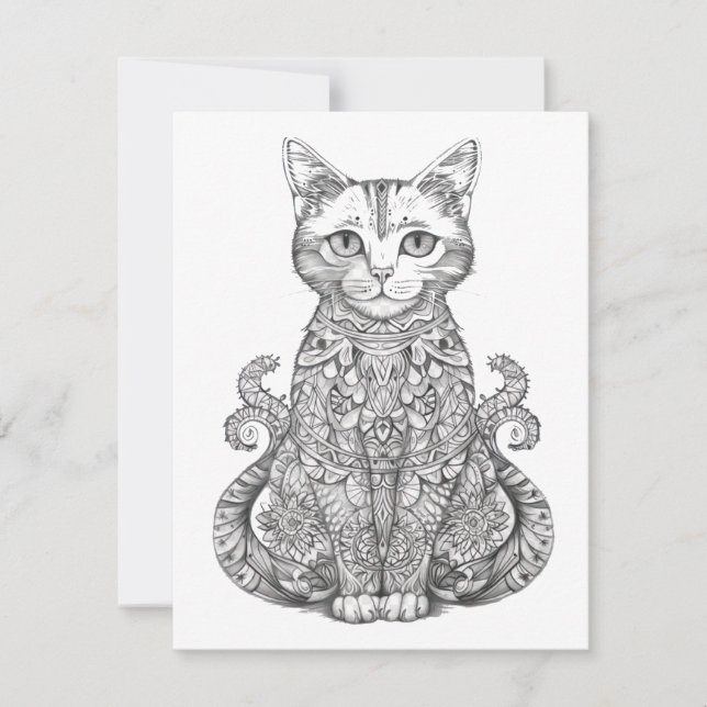 Doodle art cute cat card (Front)