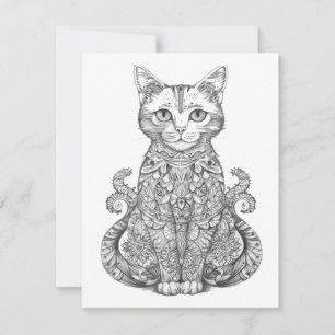Doodle art cute cat card