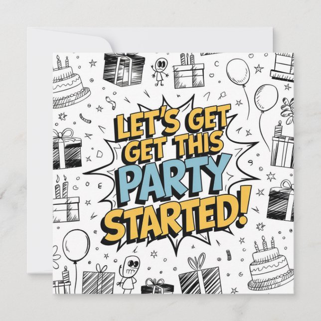 Doodle Art Explosion Birthday Design Card (Front)