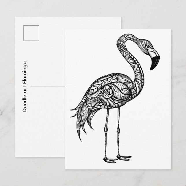 Doodle art Flamingo  Postcard (Front/Back)