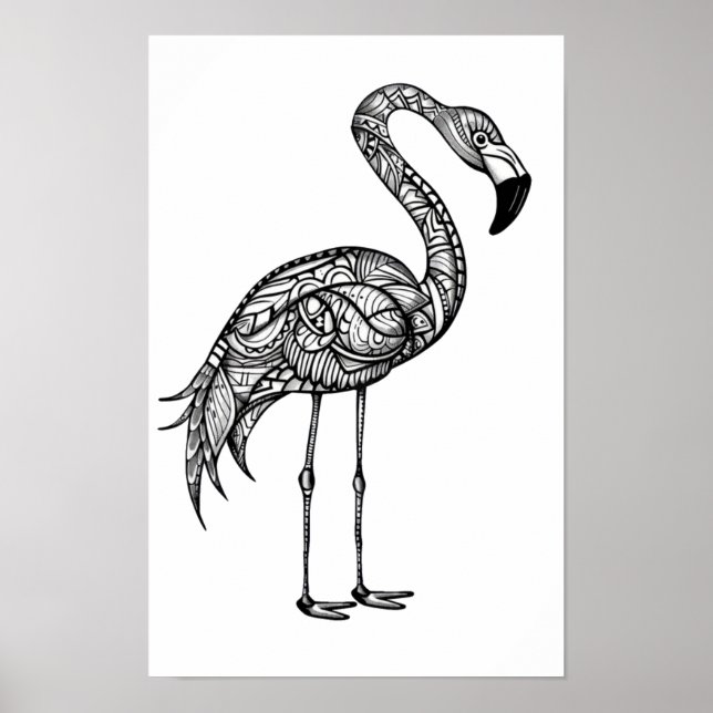 Doodle art Flamingo  Poster (Front)