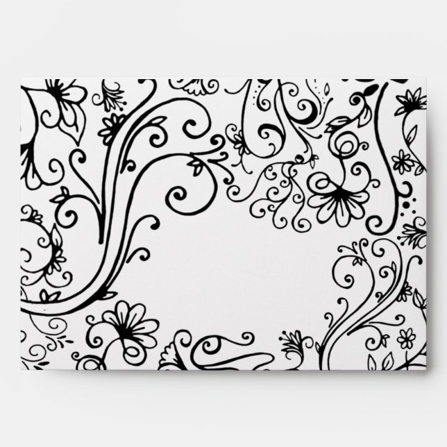 Doodle Art Flowers Floral Vines Flourishes Envelope (Front)