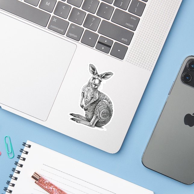 Doodle art Kangaroo  (Laptop w/ iPhone)