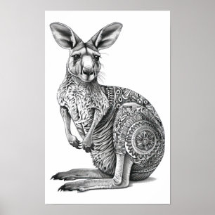 Doodle art Kangaroo  Poster