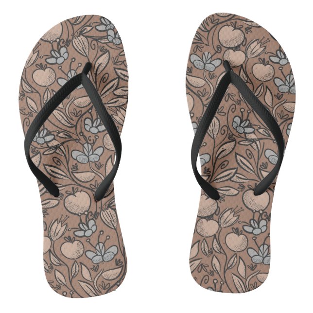 Doodle art mocha thongs (Footbed)
