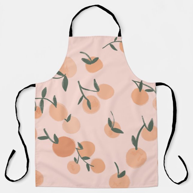 Doodle Art: Orange Cherry Vintage Pattern Apron (Front)