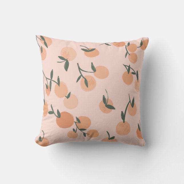 Doodle Art: Orange Cherry Vintage Pattern Cushion (Front)