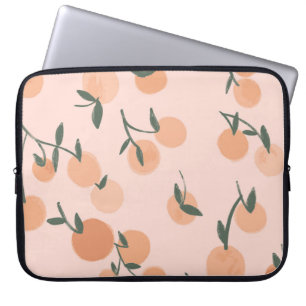 Doodle Art: Orange Cherry Vintage Pattern Laptop Sleeve