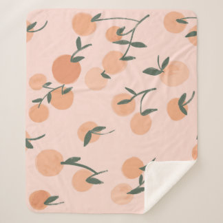 Doodle Art: Orange Cherry Vintage Pattern Sherpa Blanket