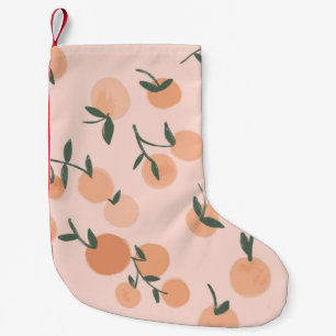 Doodle Art: Orange Cherry Vintage Pattern Small Christmas Stocking