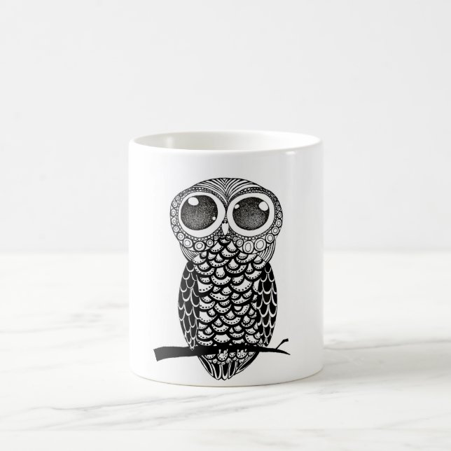 Doodle art owl coffee mug (Center)