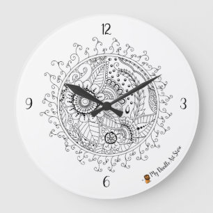 Doodle art round wall clock