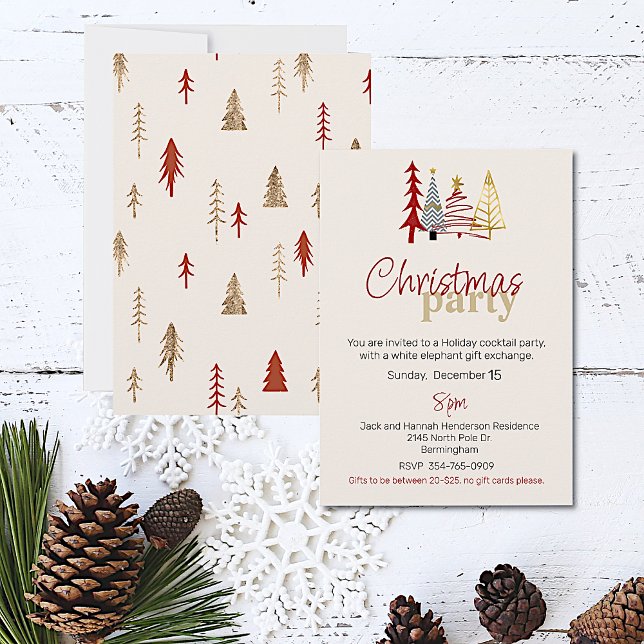 Doodle Art Trees Christmas Party Invitation (Creator Uploaded)