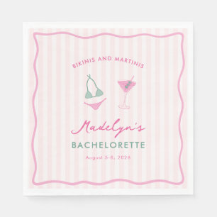 Doodle Bikinis And Martinis Bachelorette Party Napkin