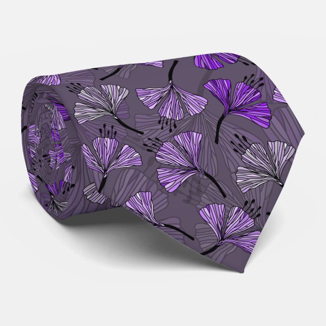 Doodle Blue beautiful floral pattern Tie (Rolled)