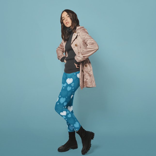 Doodle Blue Hearts Leggings (Creator Uploaded)