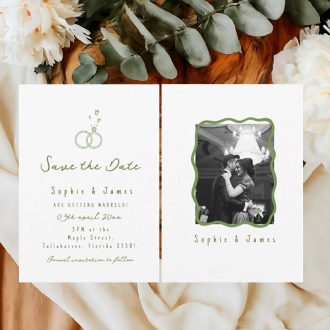 Doodle Boho photo Wedding elegant simple Invitation (Creator Uploaded)