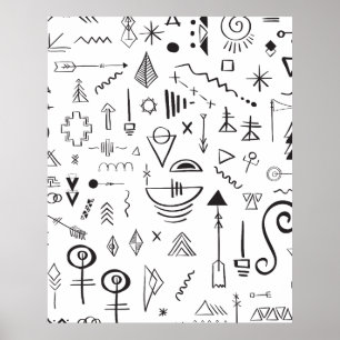 Doodle boho sketch pattern poster