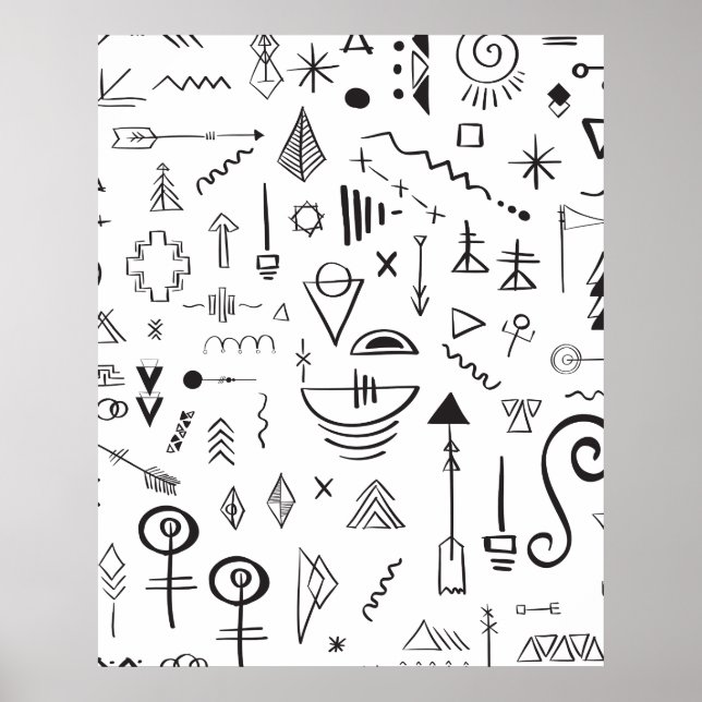 Doodle boho sketch pattern poster (Front)