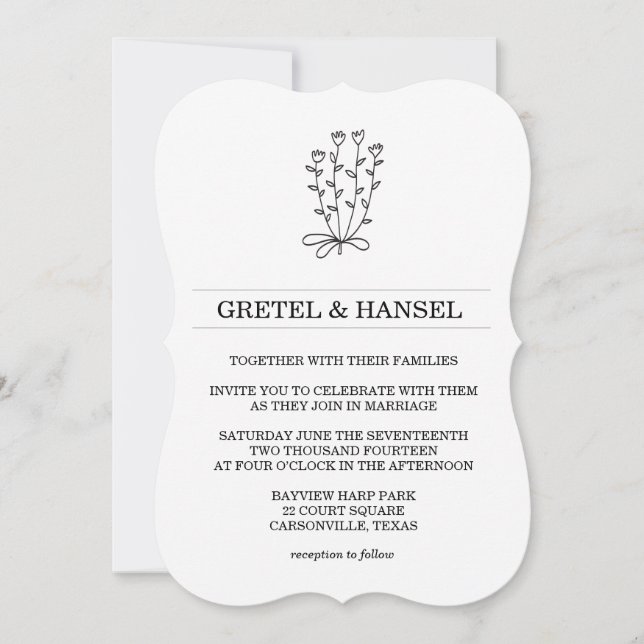 doodle botanical flower invitation (Front)