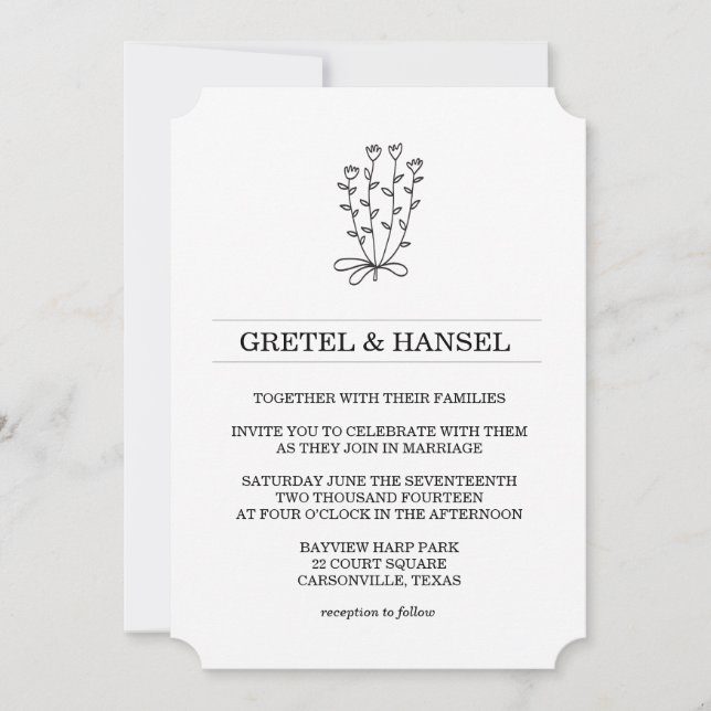 doodle botanical flower invitation (Front)