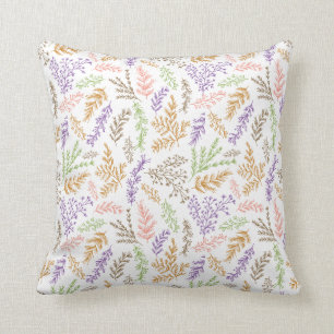 doodle botanical leaves patterned pillow