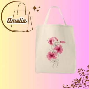 Doodle Botanical Watercolor Image Tote Bag