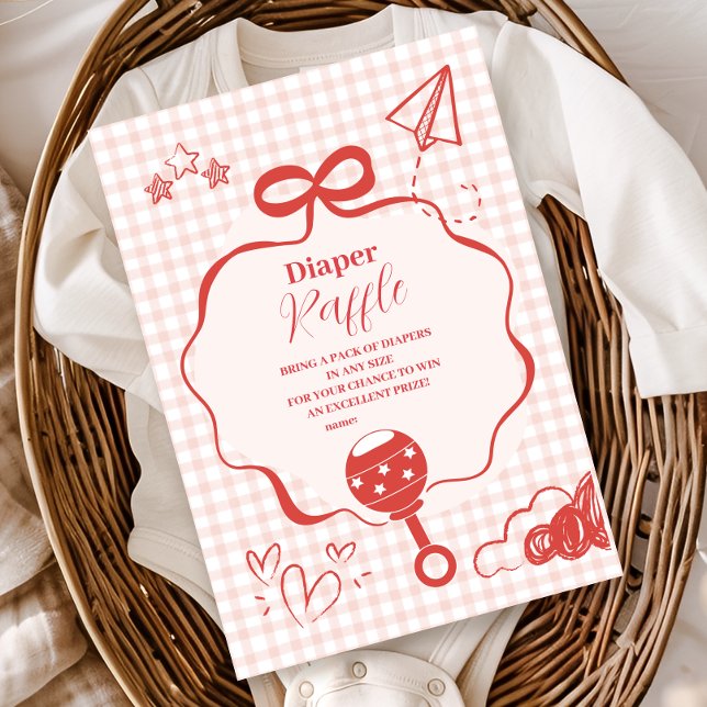 Doodle Brunch Bow Bow Baby Shower Diapper Raffle  Enclosure Card (Creator Uploaded)