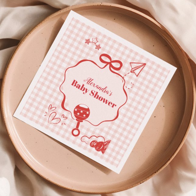 Doodle Brunch Bow Bow Baby Shower Napkin (Creator Uploaded)