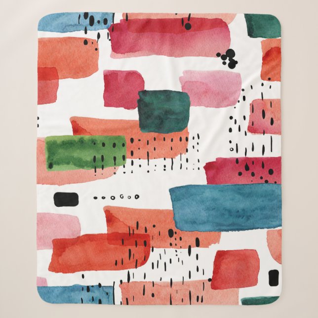Doodle Brush: Orange Blue Sherpa Blanket (Front)