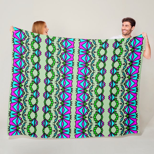 Doodle bug flowers fleece blanket (In Situ)