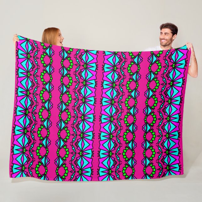 Doodle bug flowers fleece blanket (In Situ)