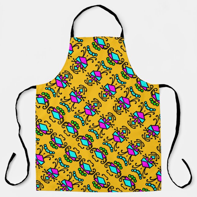 Doodle bug flowers pattern apron (Front)