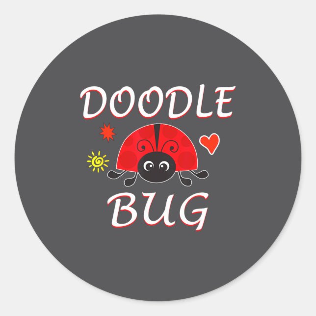Doodle Bug Funny Doodle Ladybug  Classic Round Sticker (Front)