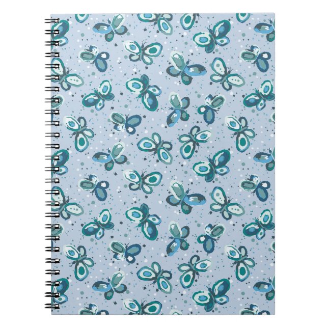 Doodle Bugs Butterflies - blue - seamless pattern. Notebook (Front)