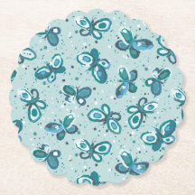 Doodle Bugs Butterflies - turquoise - pattern.