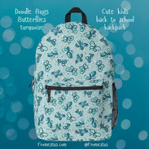 Doodle Bugs Butterflies - turquoise - pattern.