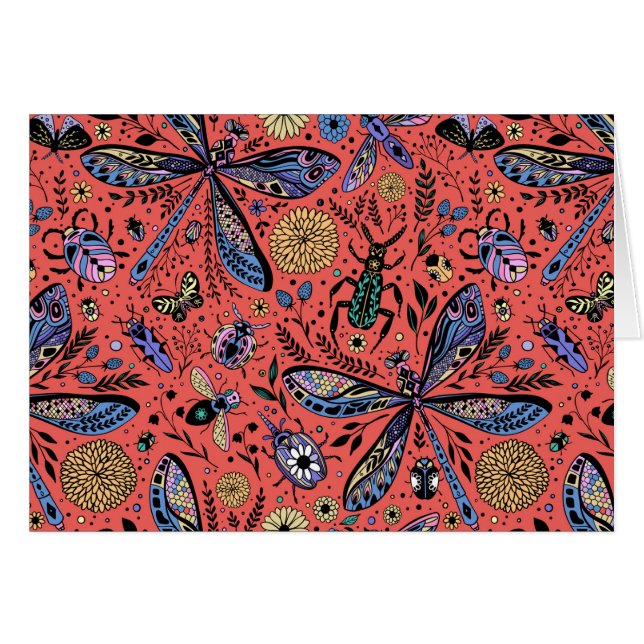 Doodle bugs on coral red (Front Horizontal)